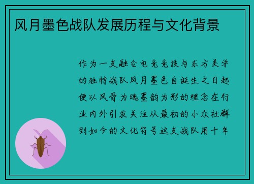 风月墨色战队发展历程与文化背景